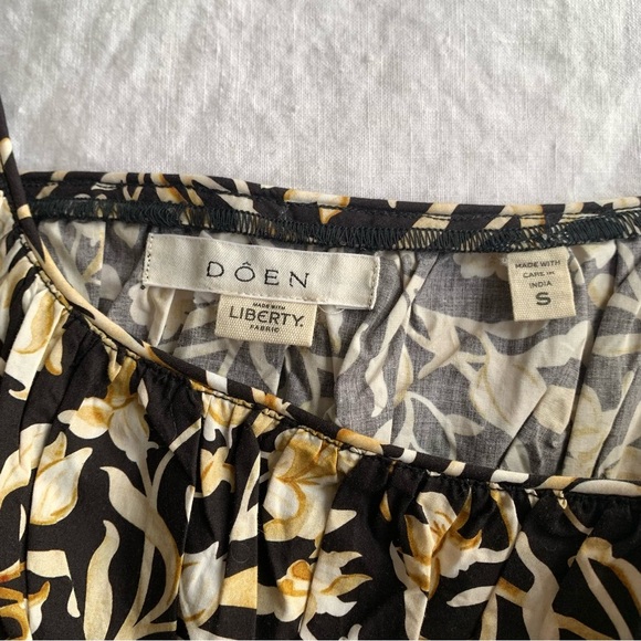 Doen Benoit Cotton Ruched Bust Midi Maxi Dress Noir Columbia Street Floral Black - Picture 10 of 14